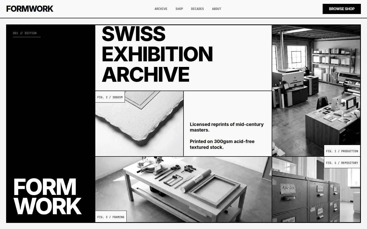 Mosaic Grid hero, brutalist/swiss-brutalist
