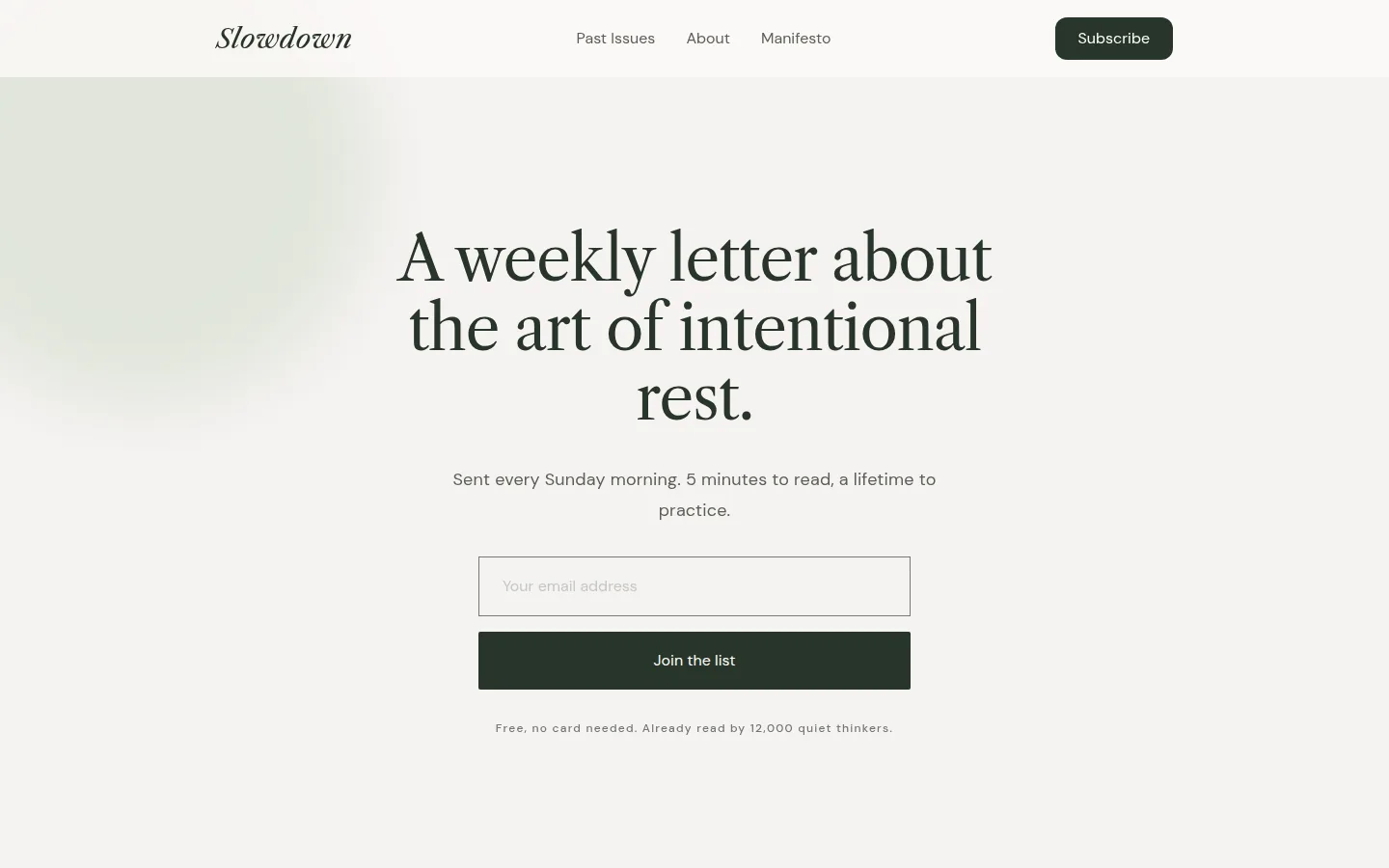 Signup Form hero, organic/wellness