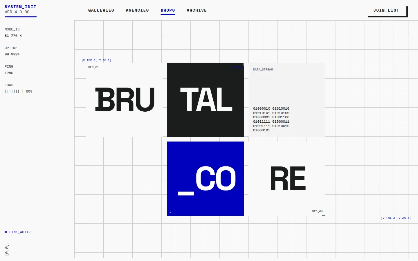 Raw landing page, hero type/colossal-statement