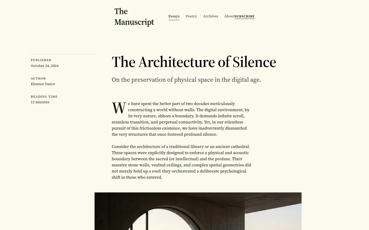 Literary landing page, hero type/stacked-spread