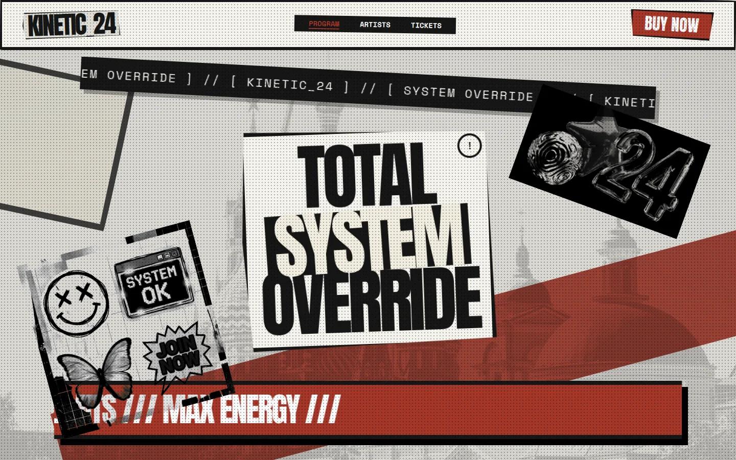 Retro Revival landing page, hero type/kinetic-marquee