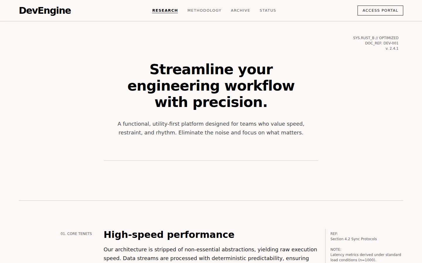 Documentary landing page, hero centered/statement