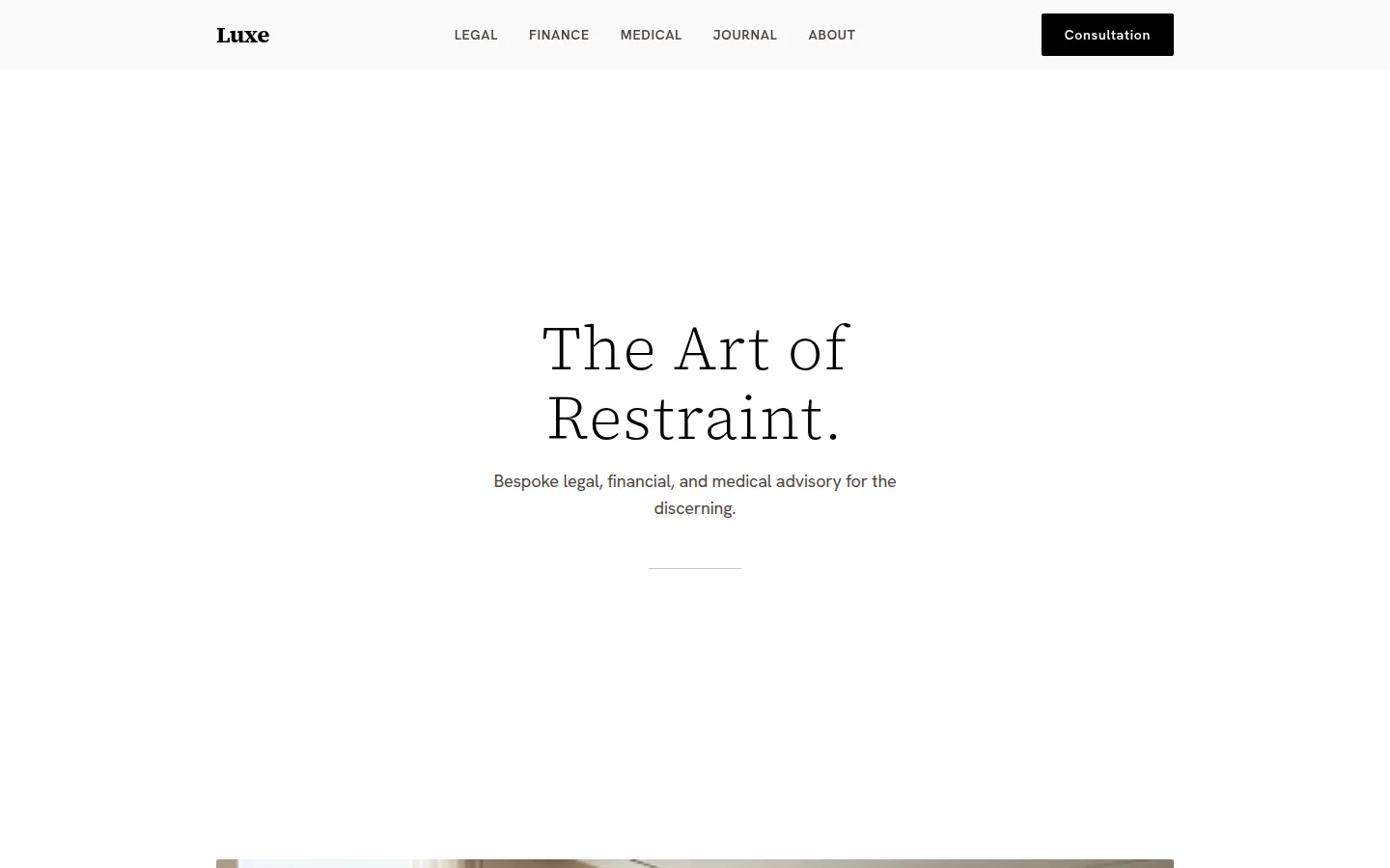 Minimal Luxe landing page, hero centered/statement