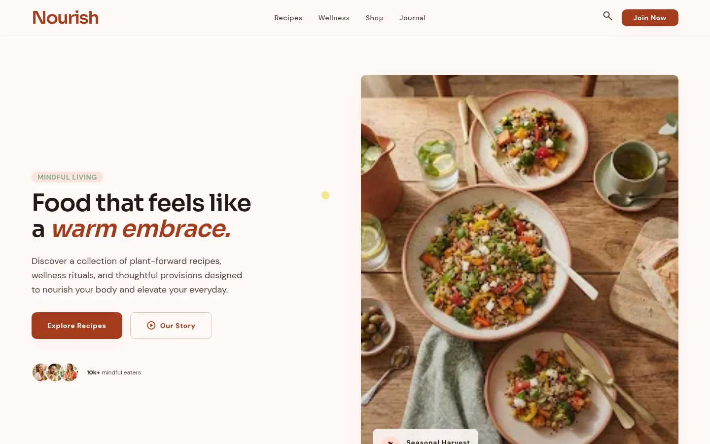 Lifestyle Fresh landing page, hero split/text-and-photo