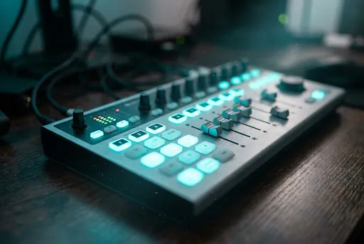 Controller gear glowing in low light