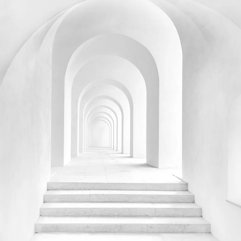 Repeating arched service corridor