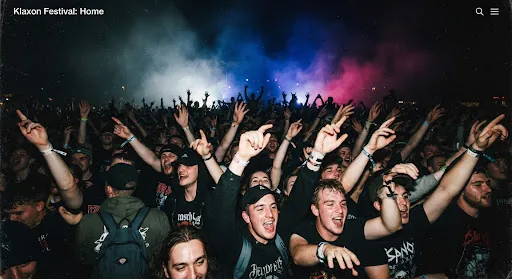 Festival crowd under blue light and smoke