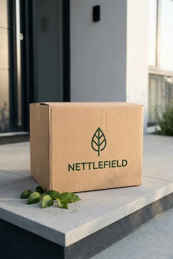 A packed box on the doorstep