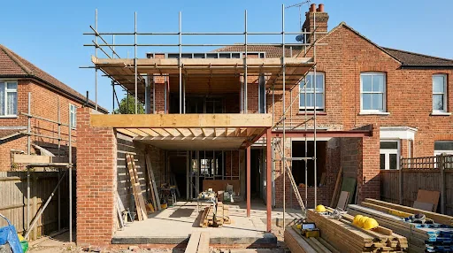 Two-storey extension under construction