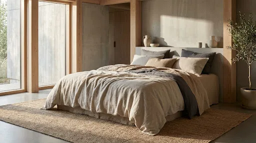 Linen sheets left unmade