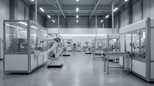 Turbine hall at working scale