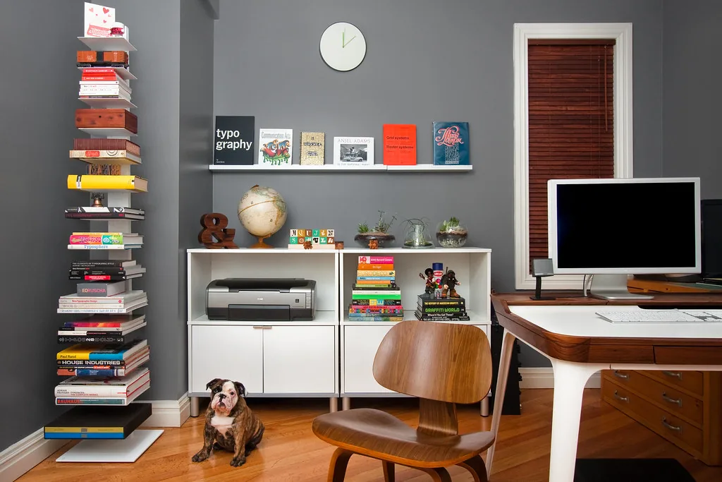 studio room with books