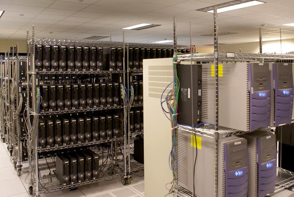 server racks in a machine room